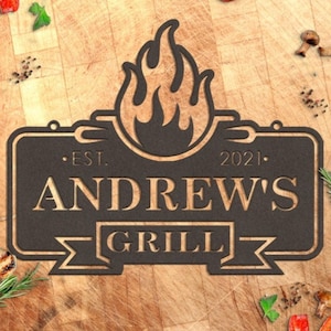 Personalized Custom Metal BBQ Sign, Outdoor Kitchen Decor