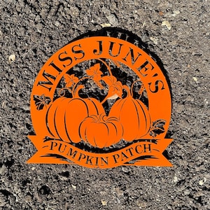 Metal Pumpkin Patch Sign, Custom Fall Garden Gift