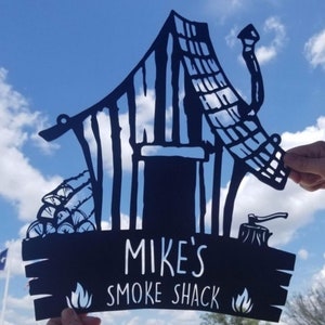 Custom Metal Smoke Shack Sign, Hanging BBQ Smoke Decoration
