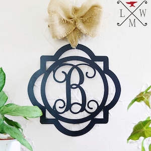 Custom Double Framed Metal Monogram Framed~Initial Letter, Door Monogram Sign