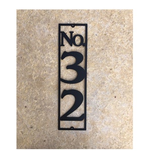 Vertical Metal Address Sign, Custom House Number Sign