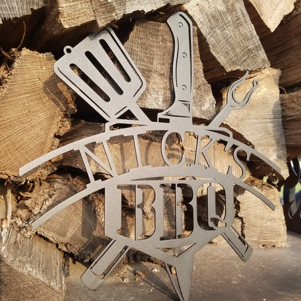 Personalized Barbeque Metal Sign, Fathers Day BBQ Gift