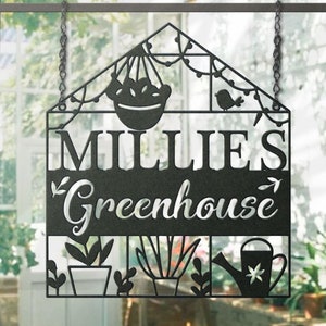 Custom Metal Greenhouse Sign ~ Hanging Personalized Garden Sign
