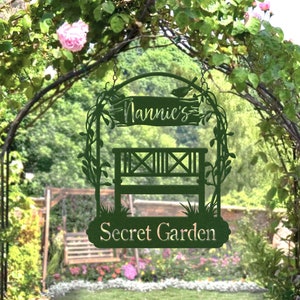 Customized Secret Garden Sign, Metal Hanging Personalized Memorial Sign