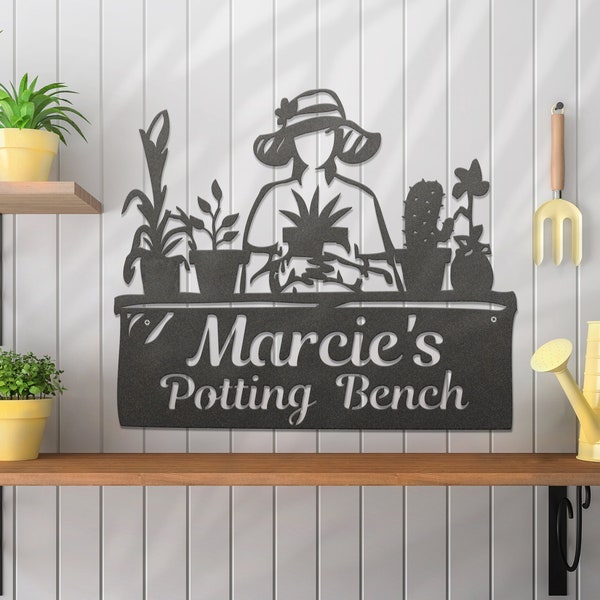 Personalized Metal Gardeners Potting Bench Sign