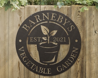 Custom Vegetable Garden Sign, Personalized Metal Plant Sign, Made in Texas