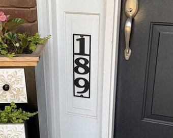 Custom Metal Address Sign - 3.5&quot; Wide Vertical Powder Coated Home Entrance Decor