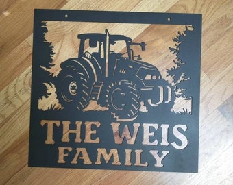 Custom Metal Tractor Sign: Personalized Farmhouse Decor