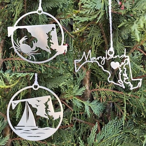 Maryland State Ornament, Metal State Christmas Ornament