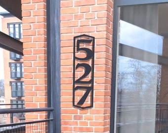 Traditional Metal Address Sign, Vertical Style House Numbers