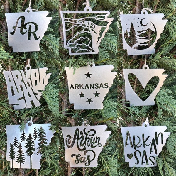Arkansas State Ornament ~ Metal State Christmas Ornament