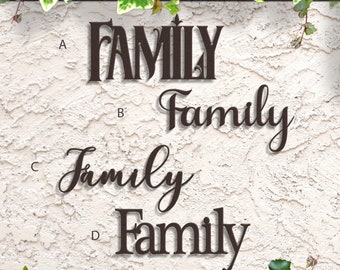 Family Word Sign, Family Metal Script Sign