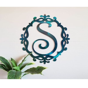 Delightful Swirly Border Single Letter Metal Monogram ~ You Choose The Letter ~ Door Sign