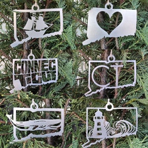 Connecticut State Ornament, Metal State Christmas Ornament