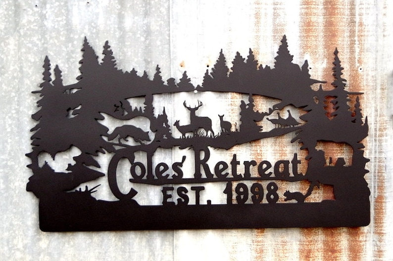 Family Name Custom Metal Wildlife Sign Personalized Deer Sign Etsy