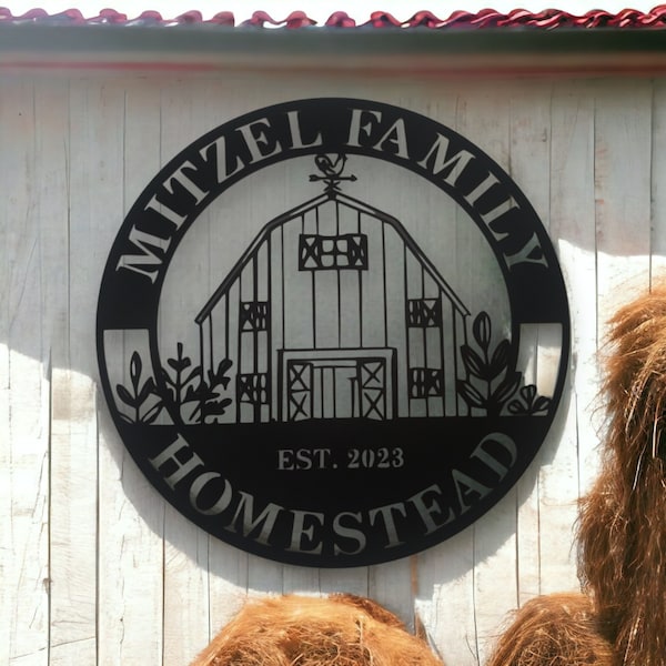 Custom Metal Family Homestead Sign, Personalized Hanging Farm Sign