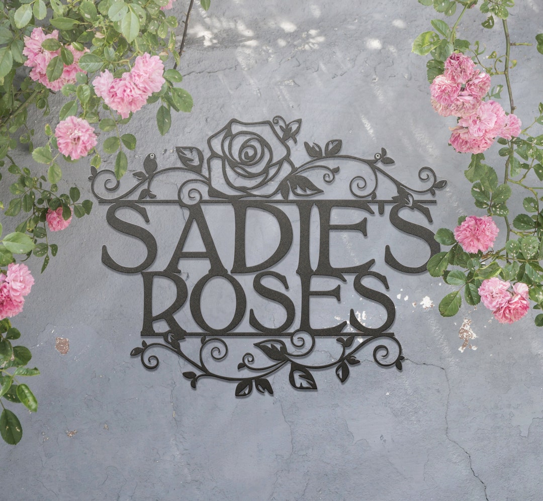 Personalized Rose Sign Custom Metal Hanging Garden Sign Etsy