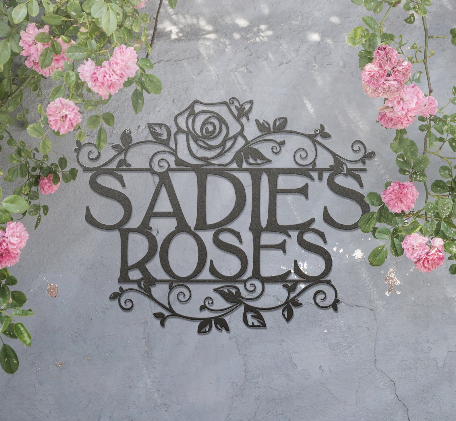 Personalized Rose Sign Custom Metal Hanging Garden Sign Etsy