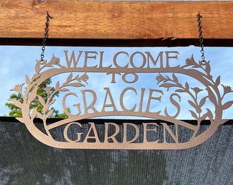 Custom Metal Hanging Garden Sign, Grandparents Day Garden Gift