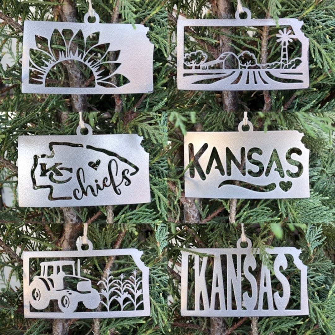 Kansas State Ornament, Metal State Christmas Ornament Etsy