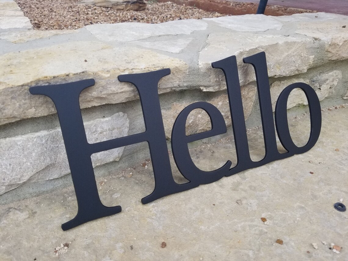 Hello Word Sign Metal Script Sign - Etsy