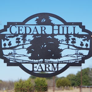 Custom Farm sign with Trees and Fences