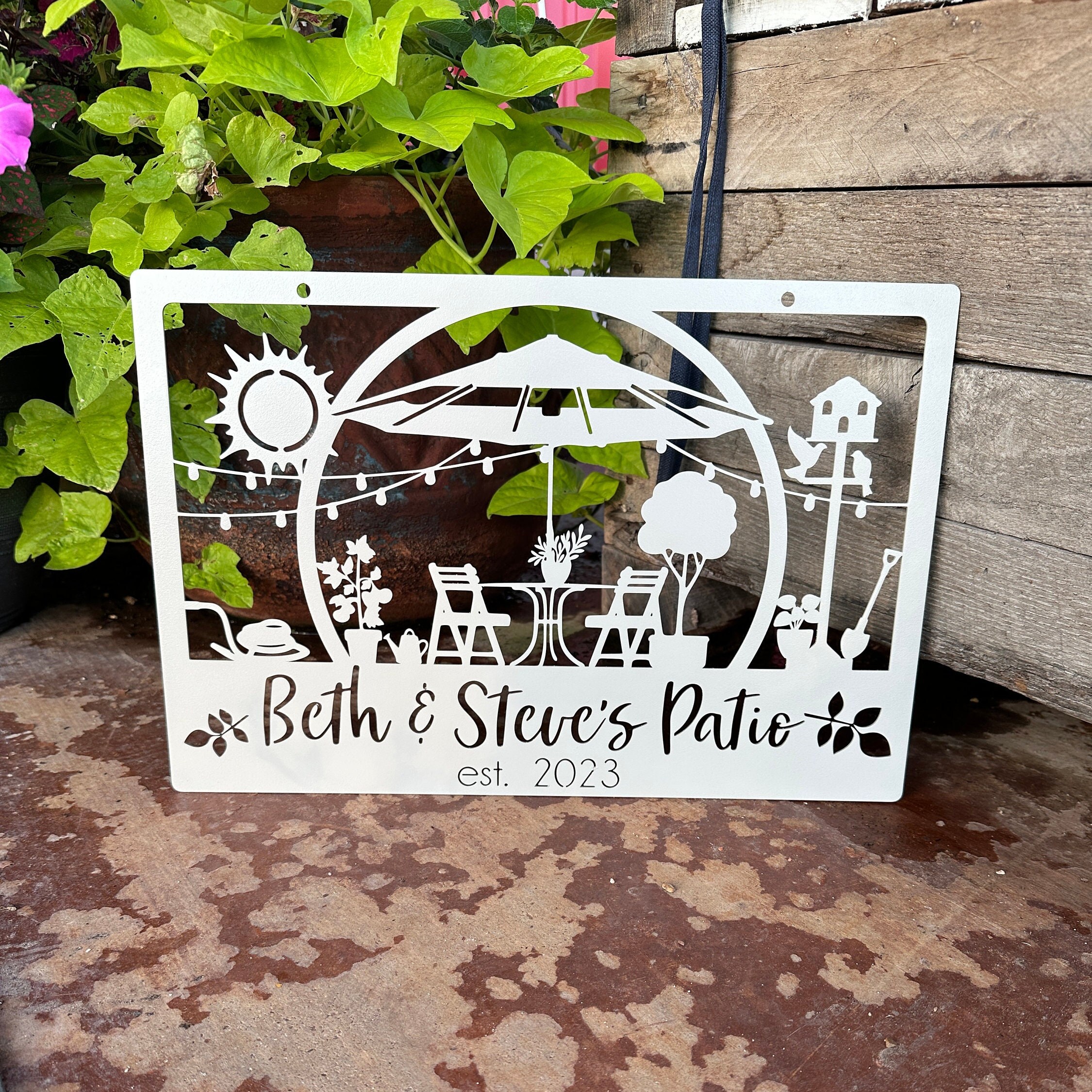 Custom Metal Patio Decoration, Personalized Outdoor Sitting Area Sign ...