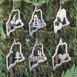 Maine State Ornament, Metal State Christmas Ornament