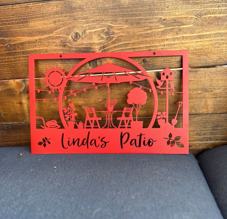 Custom Metal Patio Decoration, Personalized Outdoor Sitting Area Sign ...