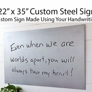 Metal sign with YOUR handwriting,   custom personalized handwritten wall decor