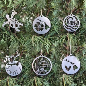 Hawaii State Ornament, Metal State Christmas Ornament