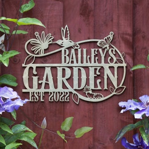 Customized Metal Garden Sign, Personalized Hummingbird Yard Decorations