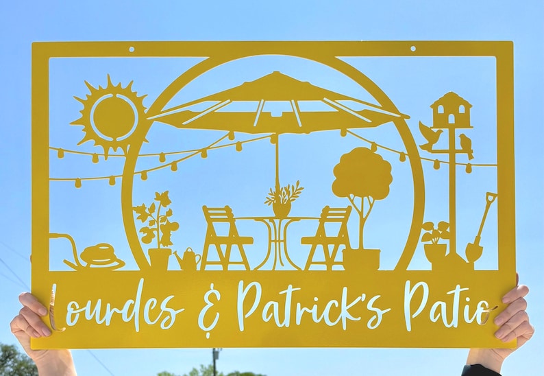 Custom Metal Patio Decoration, Personalized Outdoor Sitting Area Sign ...