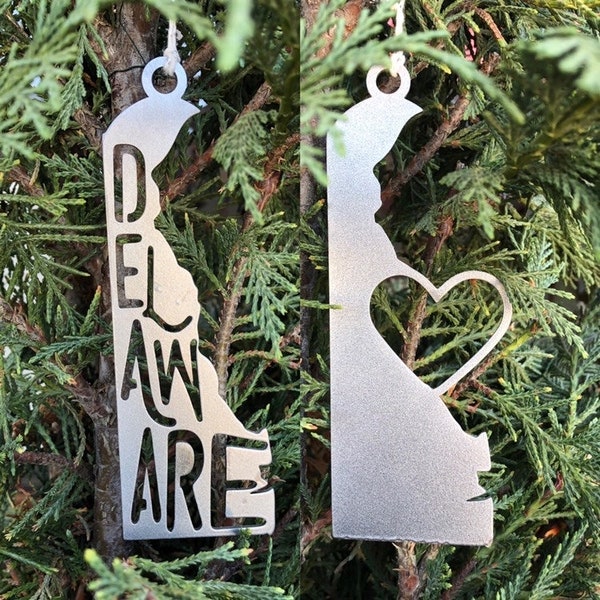 Delaware State Ornament, Metal State Christmas Ornament