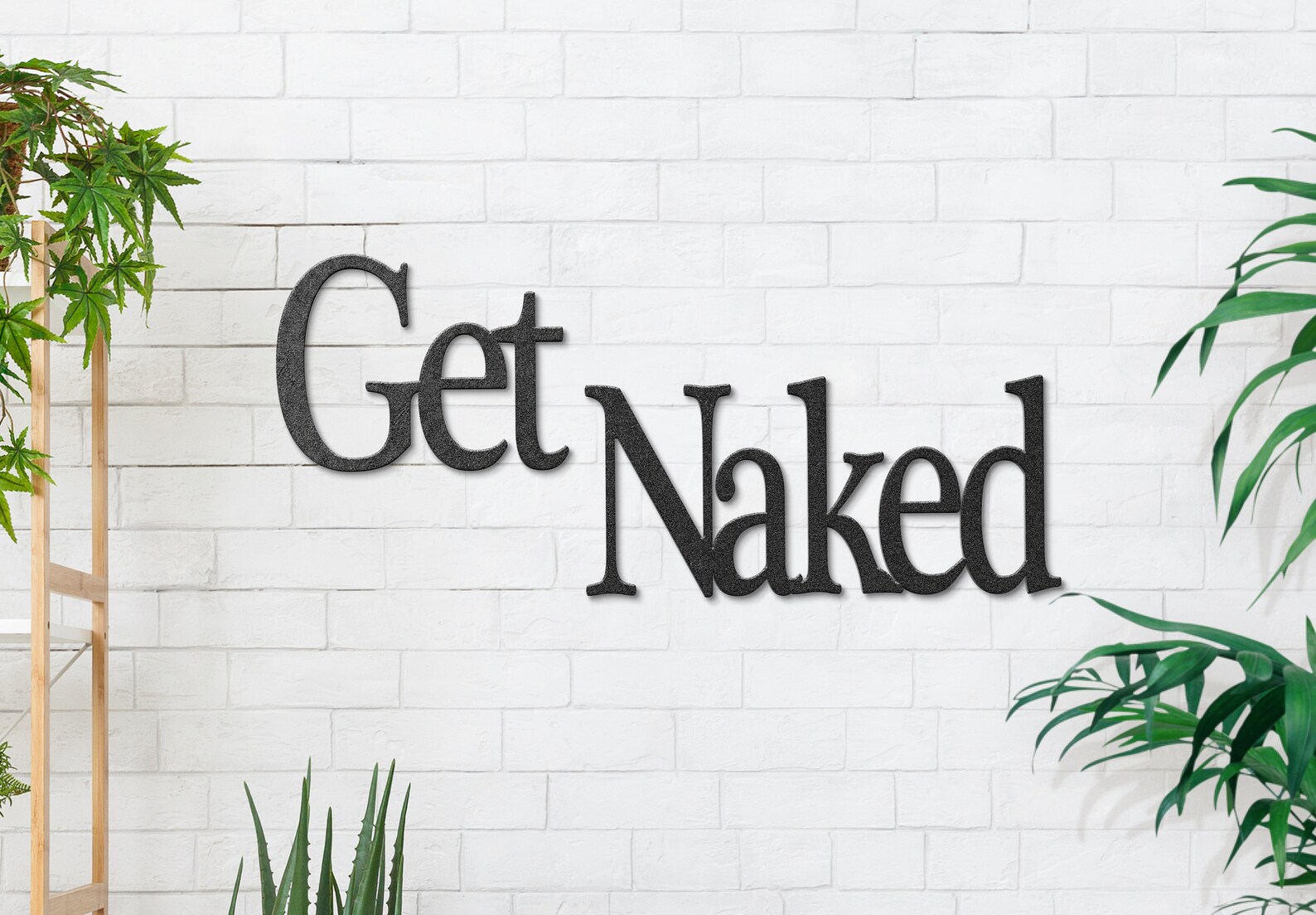Bathroom Wall Decoration Get Naked Word Sign | Etsy
