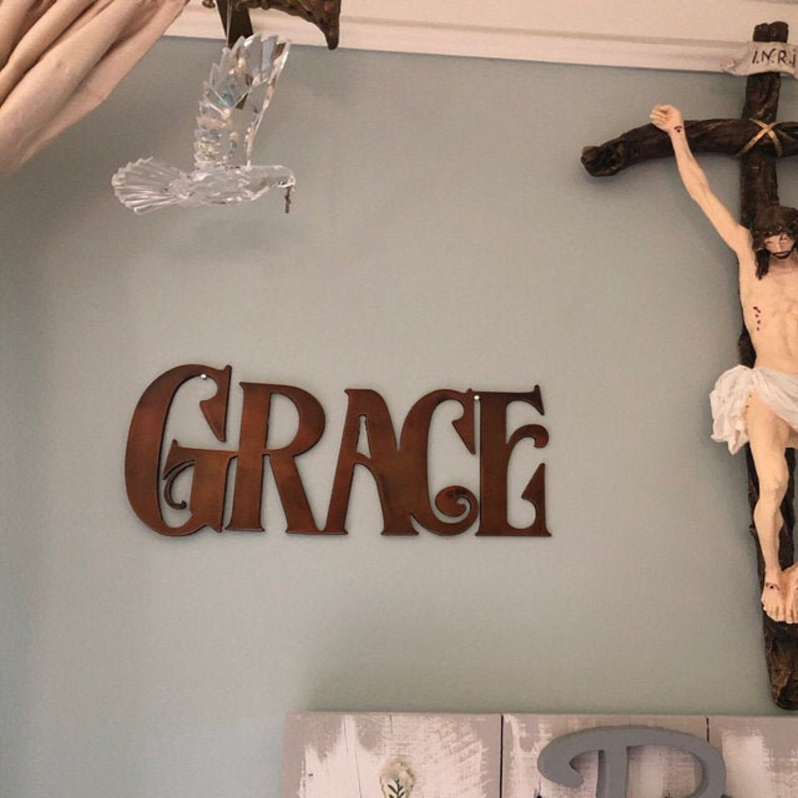Grace Script Sign Grace Metal Wall Art Etsy