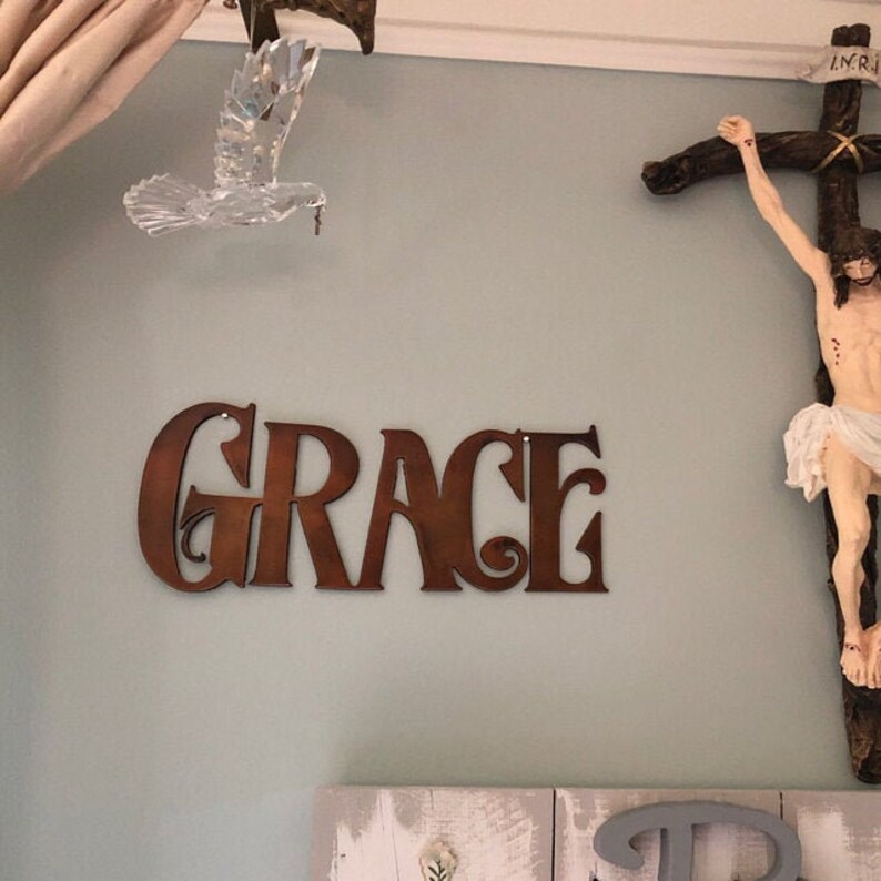 Grace Script Sign Grace Metal Wall Art | Etsy