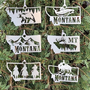 Montana State Ornament, Metal State Christmas Ornament