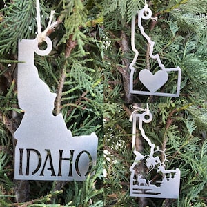 Idaho State Ornament, Metal State Christmas Ornament
