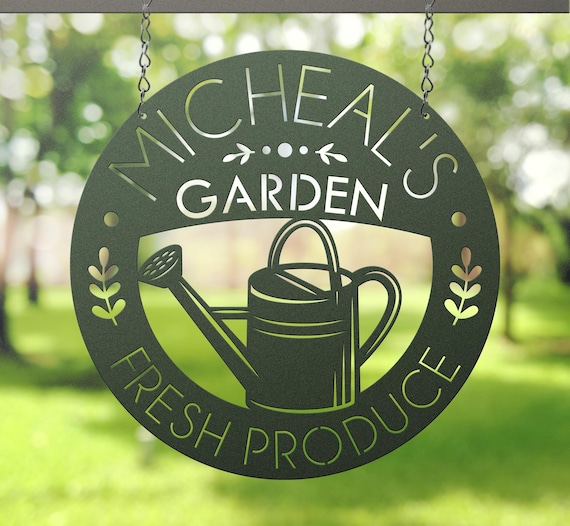 Custom Metal Garden Sign, Fresh Produce Hanging Sign, Greenhouse Art