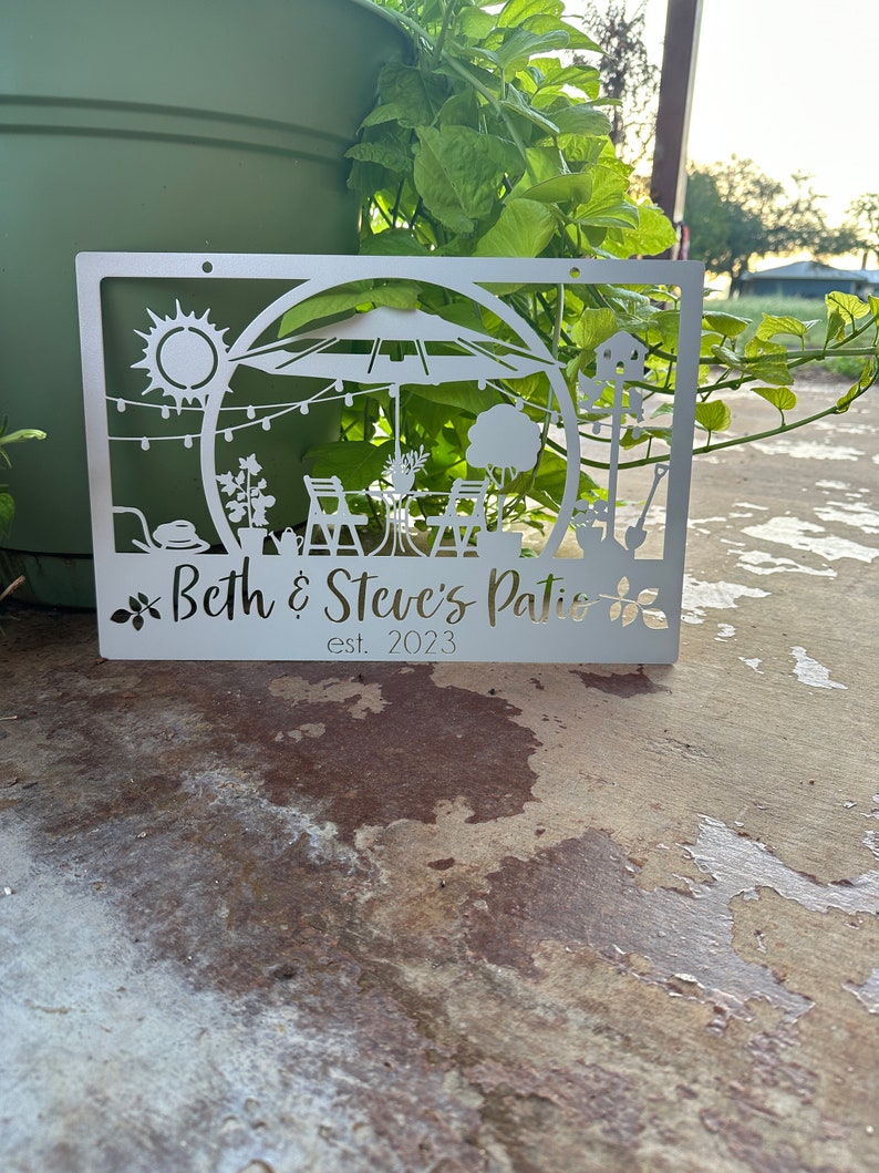 Custom Metal Patio Decoration, Personalized Outdoor Sitting Area Sign ...