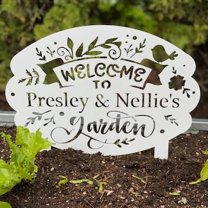 Custom Metal Garden Sign with Stakes, Personalized Gardening Gift