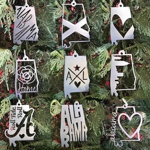 Alabama State Ornament ~ Metal State Christmas Ornament