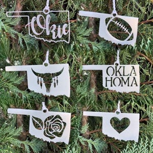 Oklahoma State Ornament, Metal State Christmas Ornament