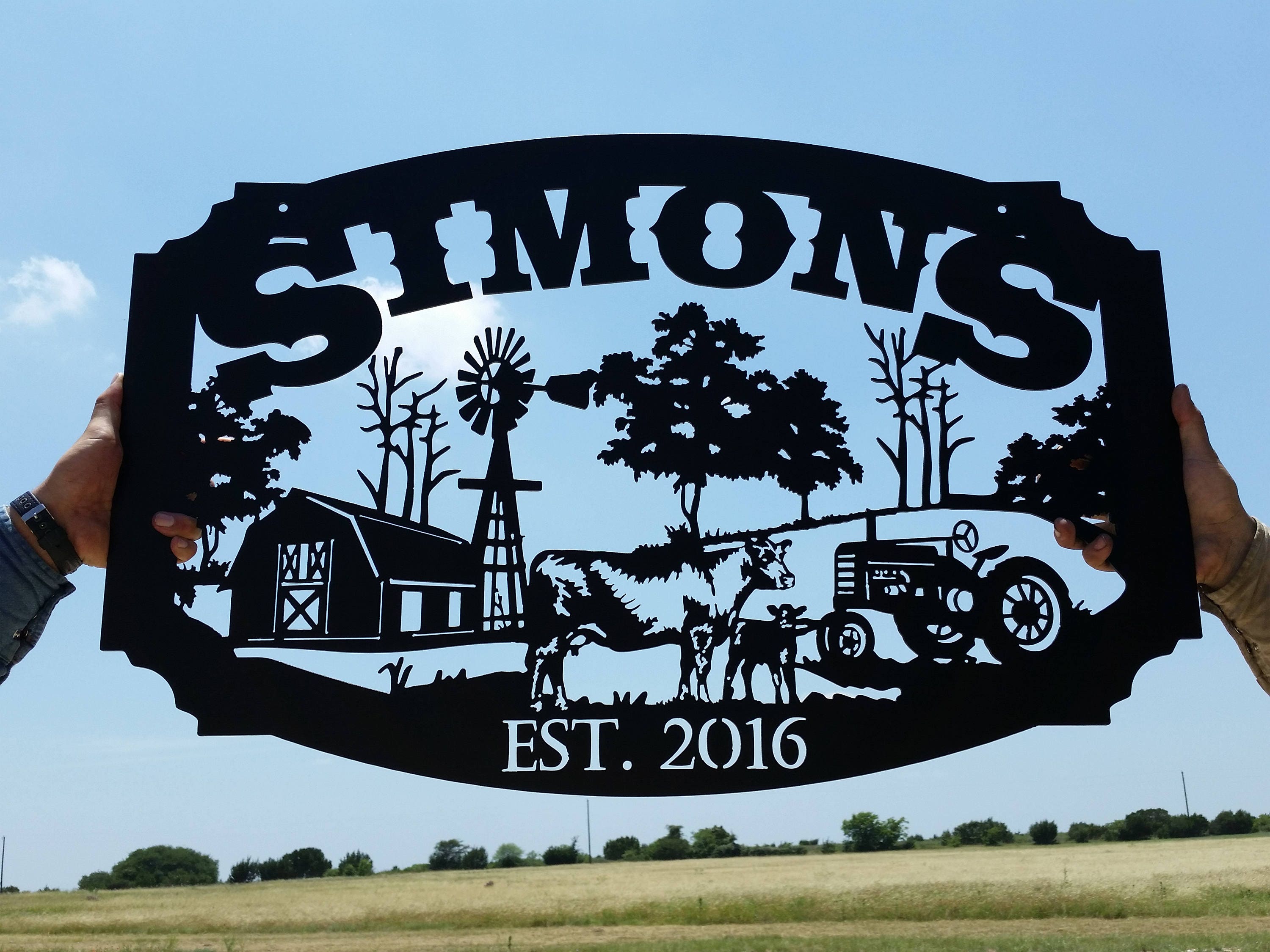 Family Name Custom Metal Farm Sign Personalized Farming Sign Etsy