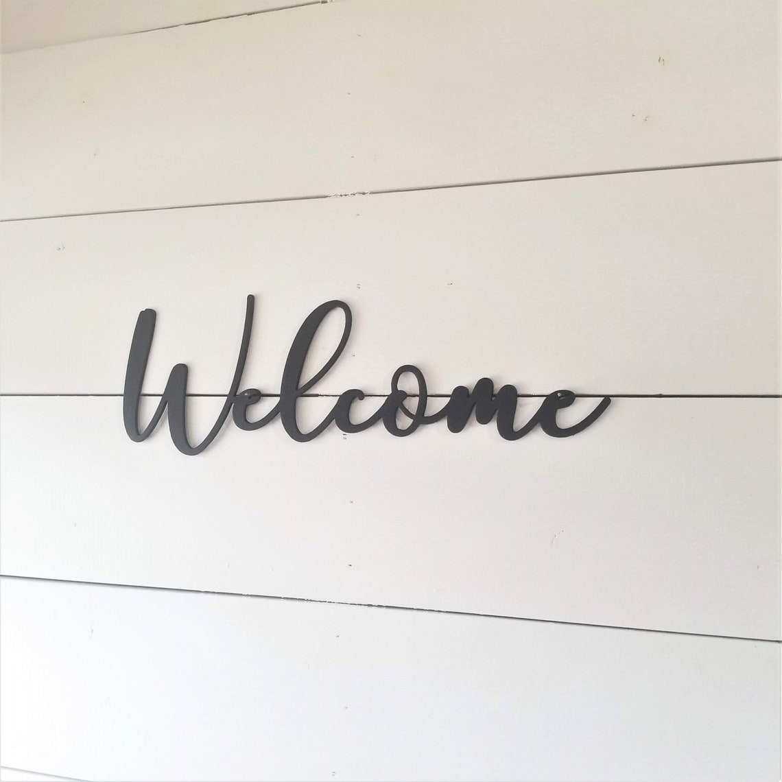 Metal Welcome Sign Welcome Script Indoor or Outdoor Word | Etsy