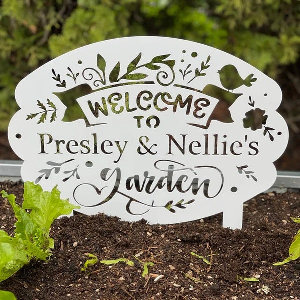 Metal Garden Sign with Stakes, Personalized Gardening Gift