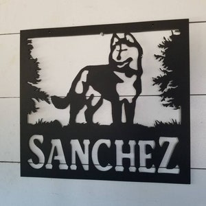 Custom Siberian Husky Metal Sign: Personalized Dog Silhouette
