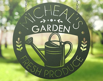 Custom Metal Garden Sign, Fresh Produce Hanging Sign