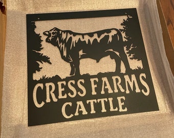 Bull Custom Steel Sign, Cow Livestock Show Sign, Metal Beef Cattle Farm 4 H FFA Sign